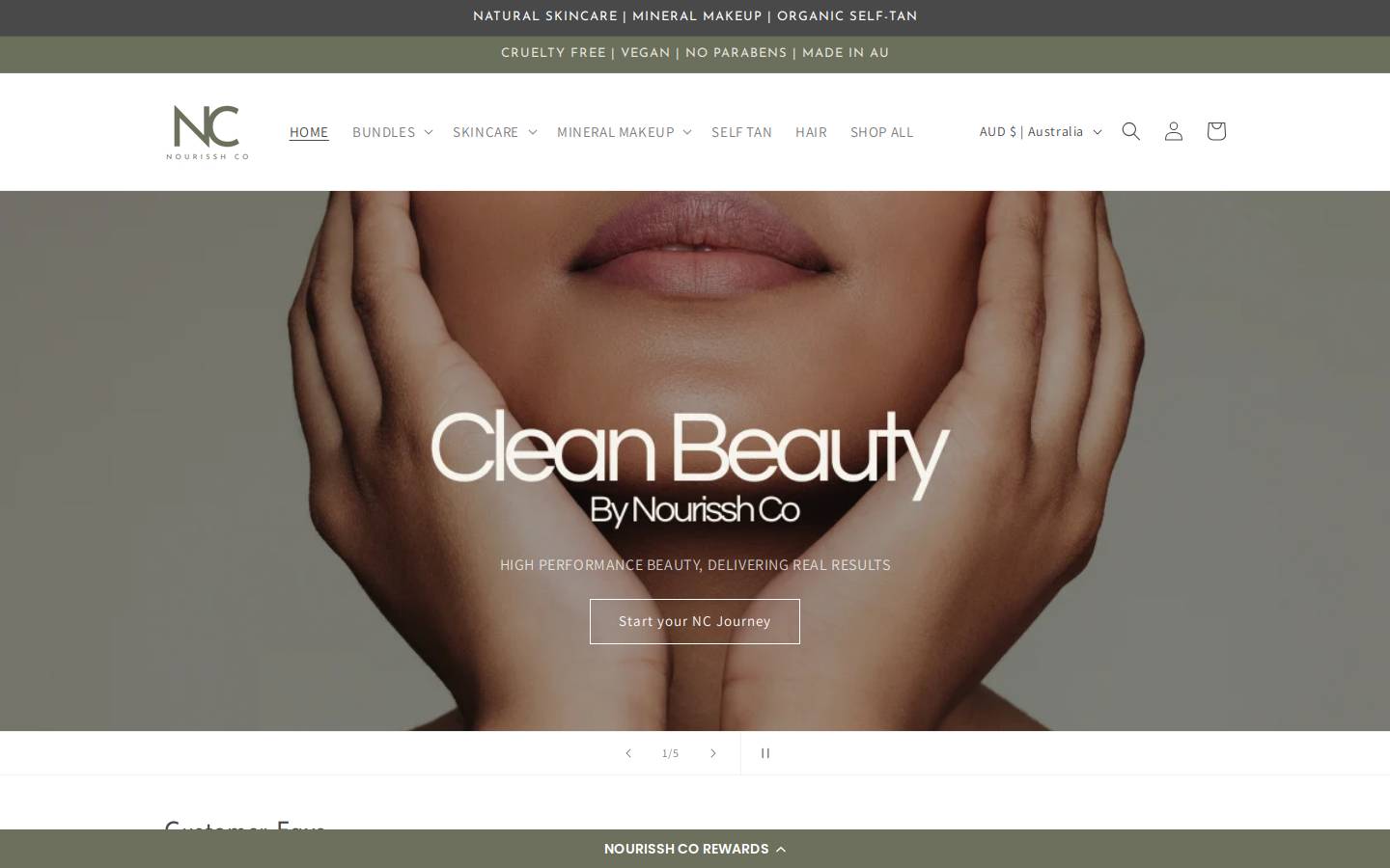 nourisshco.au homepage screenshot