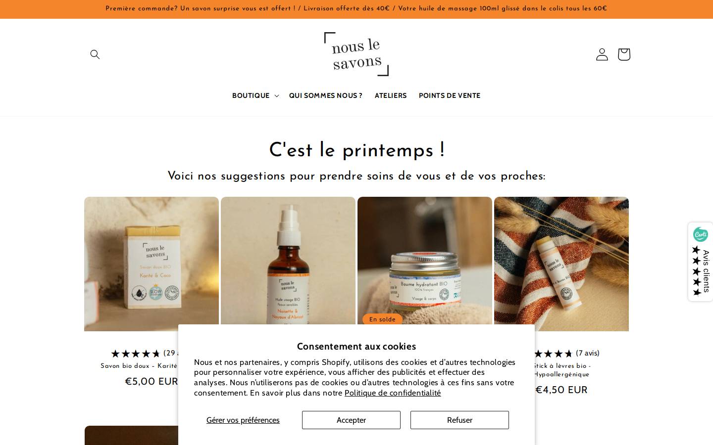 Nouslesavons homepage screenshot