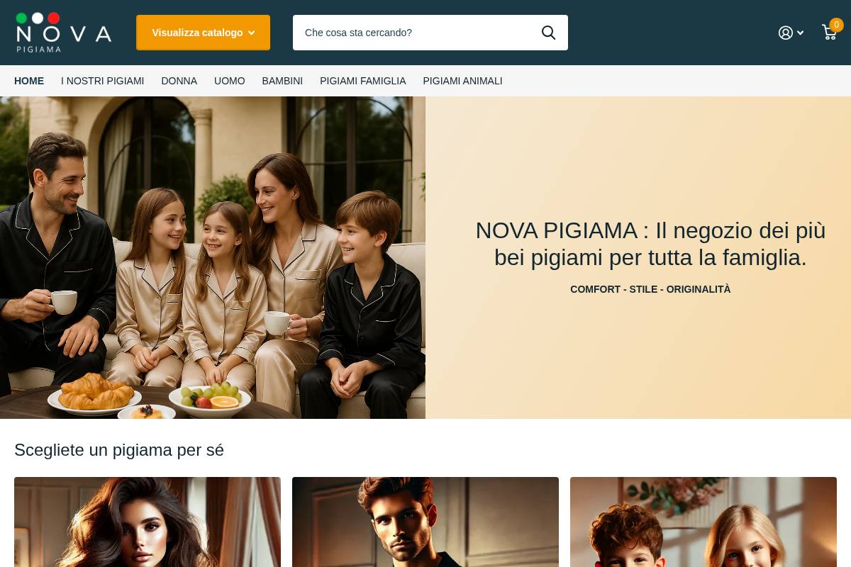 Nova Pigiama homepage screenshot
