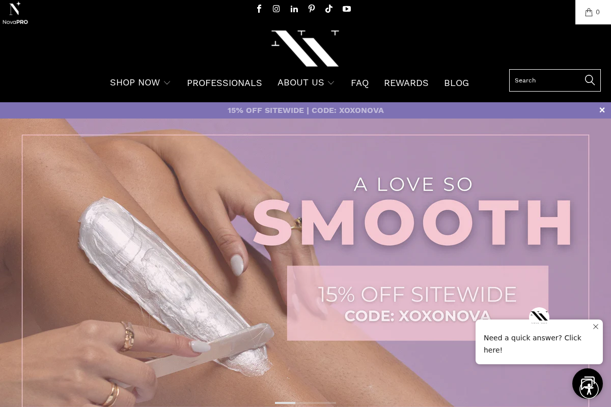 Nova Wax homepage screenshot