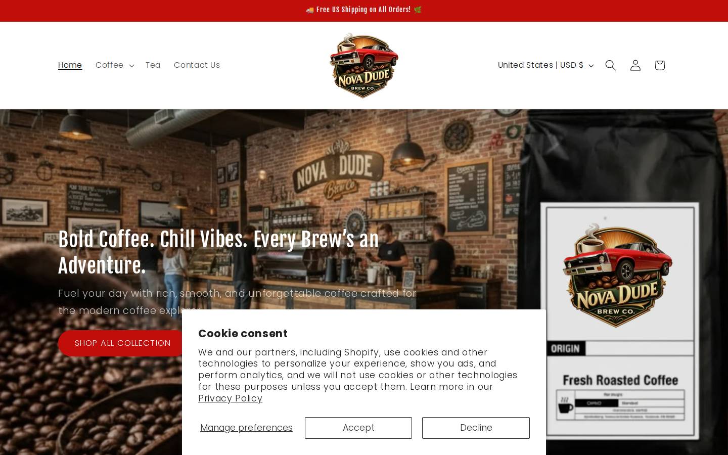 novadudebrewco.com homepage screenshot