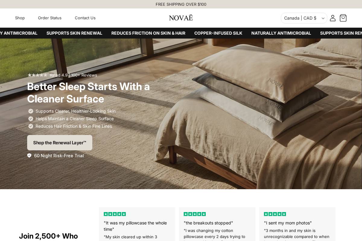 novaesleep.com homepage screenshot