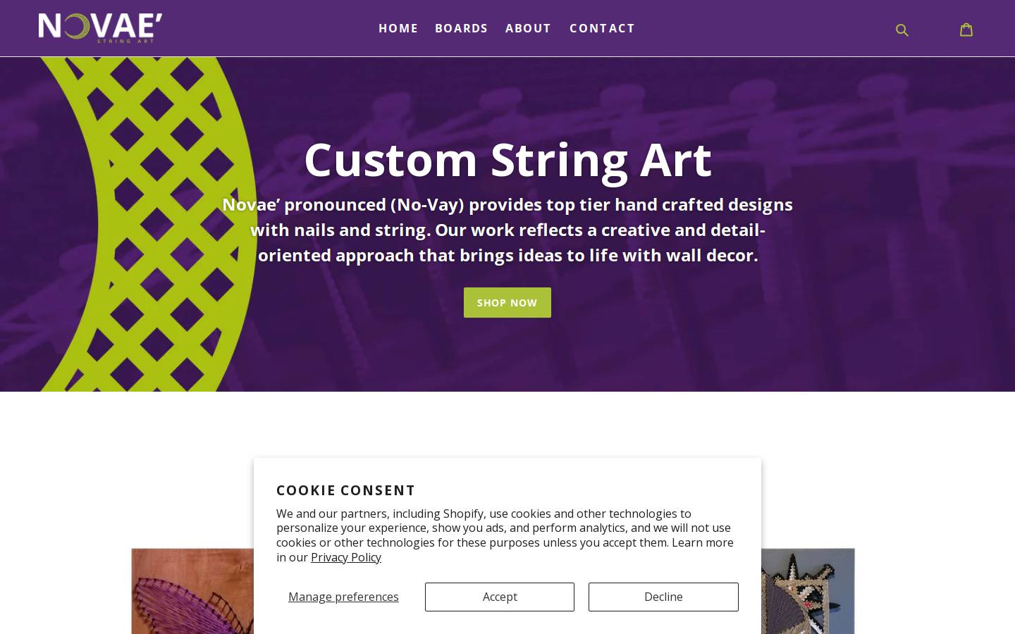 novaestringart.com homepage screenshot