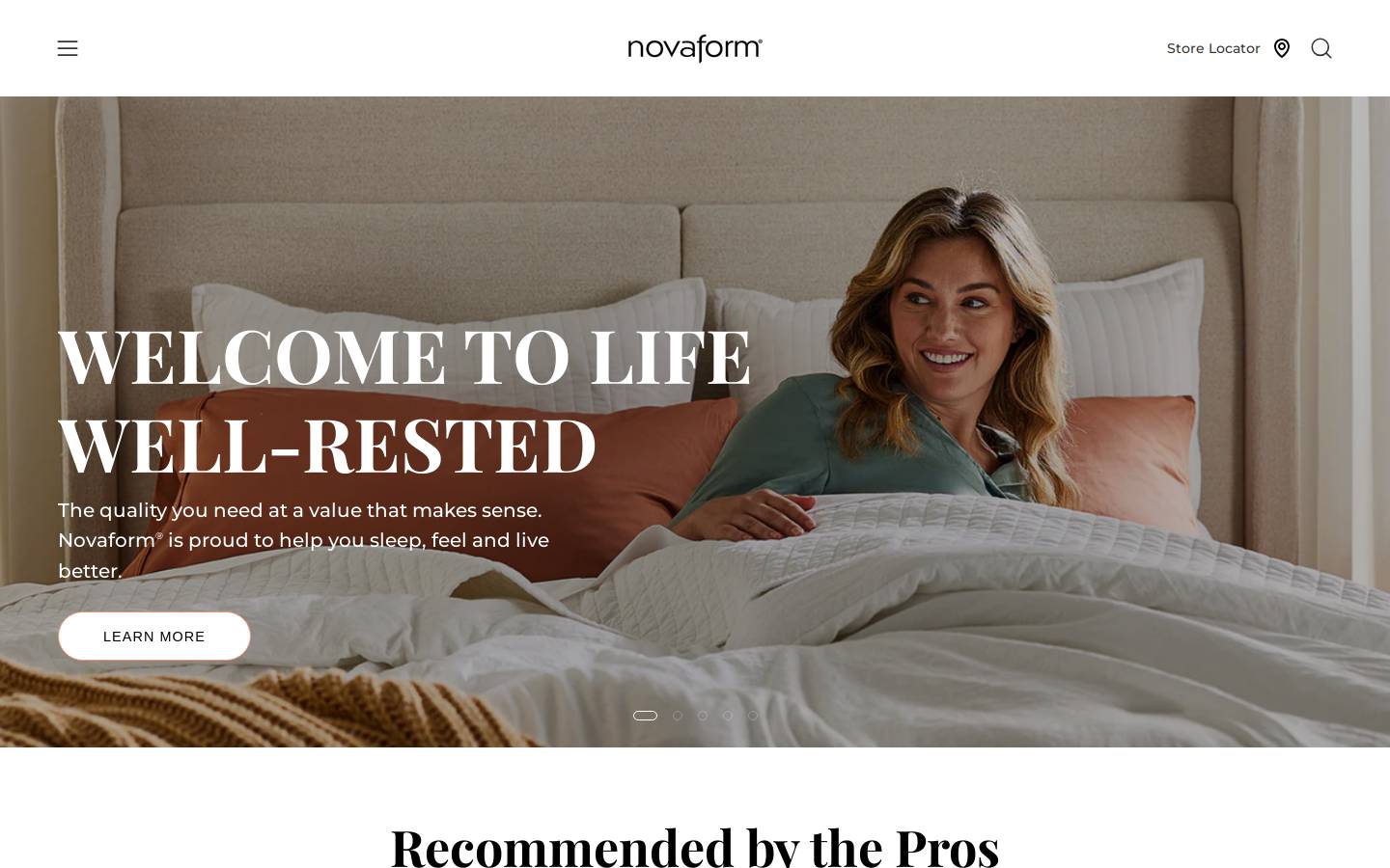 novaformcomfort.com homepage screenshot
