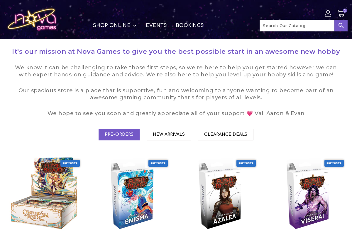 Nova Games homepage screenshot