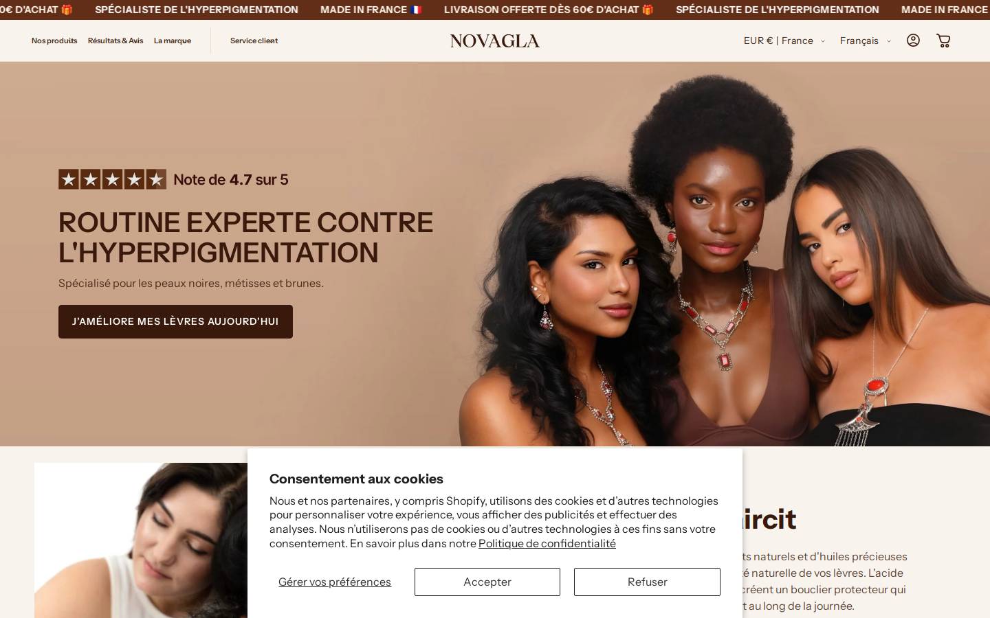 novagla.com homepage screenshot