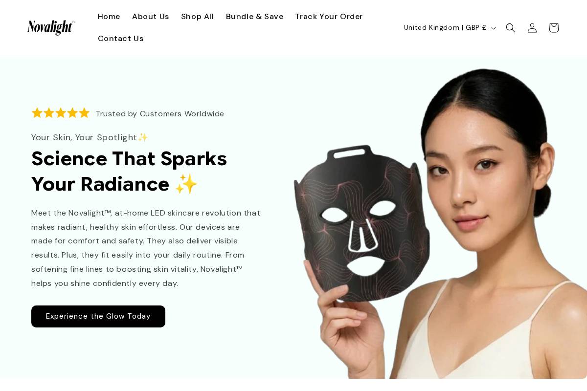 Novalight™ homepage screenshot