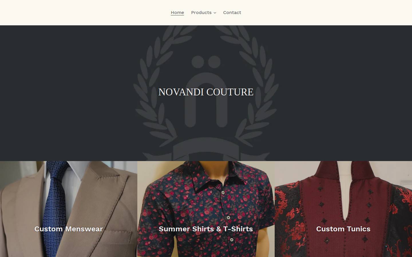 novandicouture.com homepage screenshot