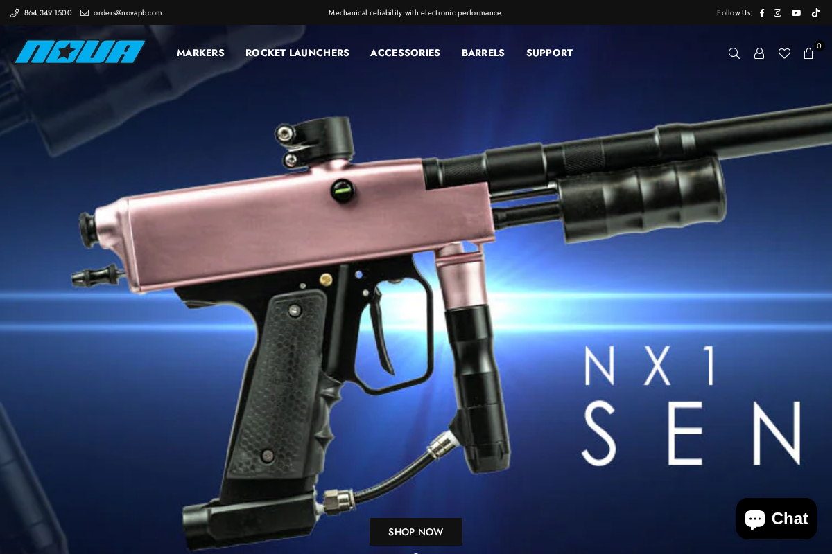 Nova Paintball homepage screenshot