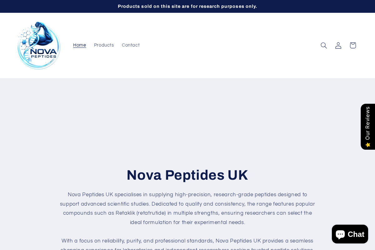Nova Peptides UK homepage screenshot