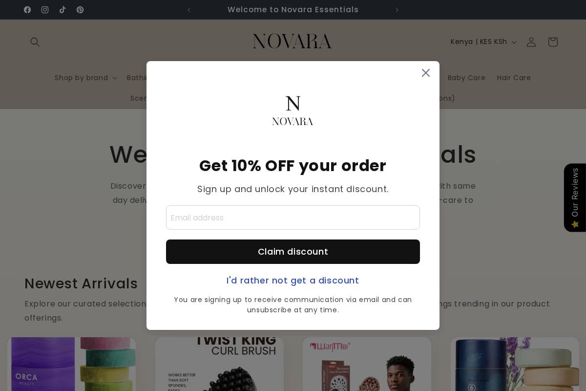 novara.co.ke homepage screenshot
