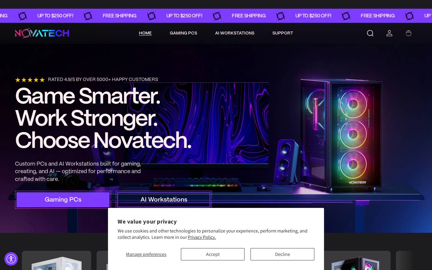 novatechgaming.com homepage screenshot