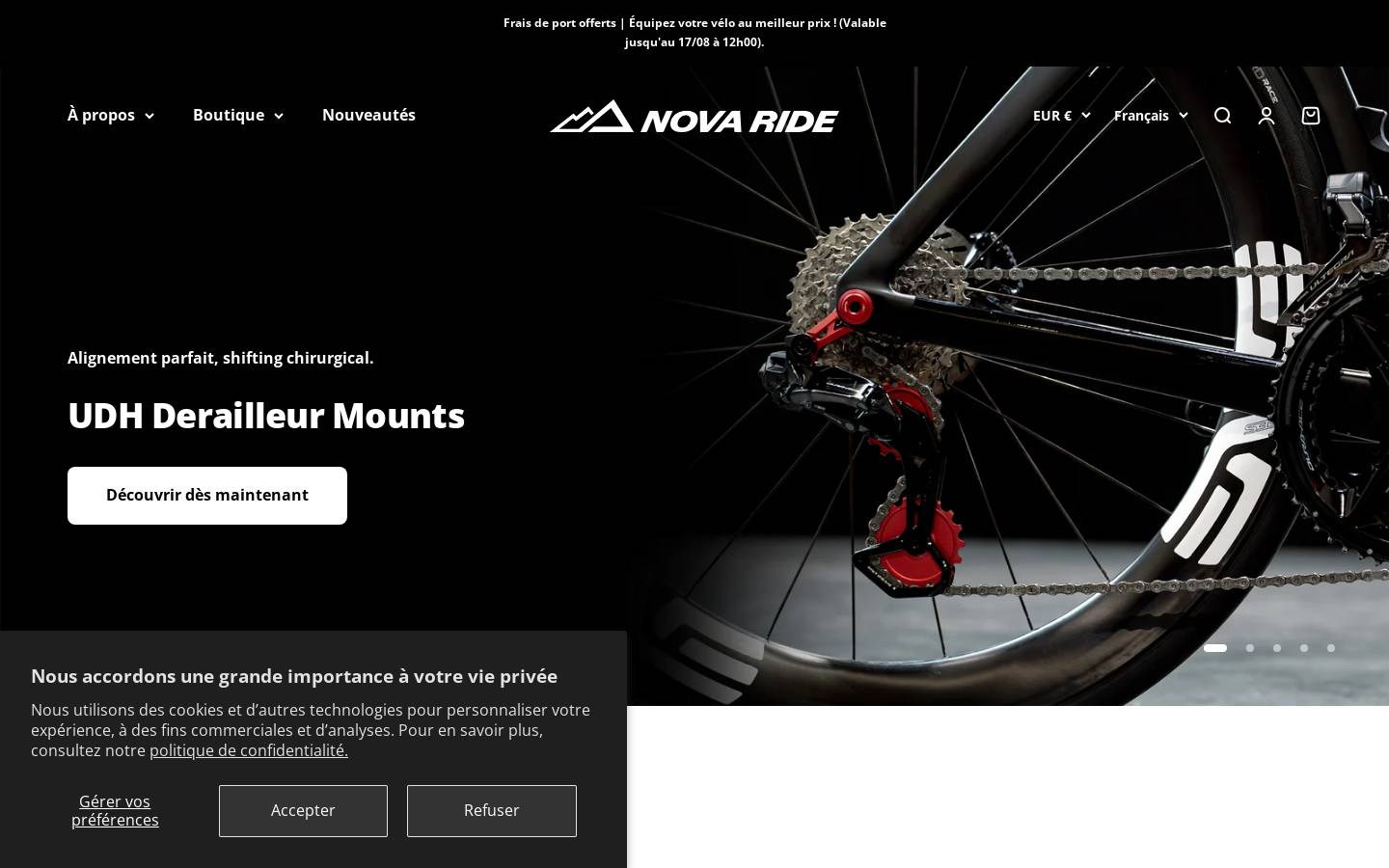 Nova Ride homepage screenshot