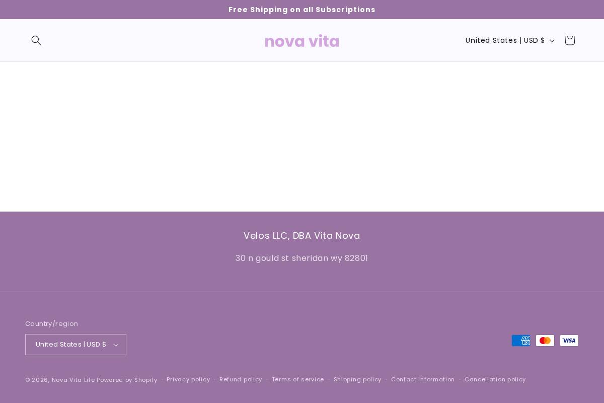 novavitalife.com homepage screenshot
