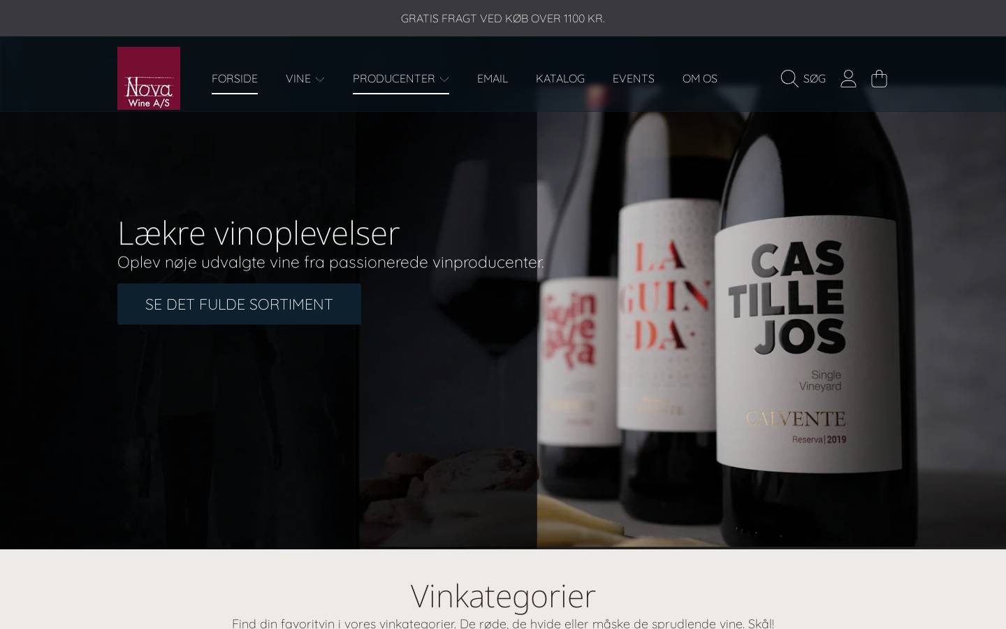 novawine.dk homepage screenshot