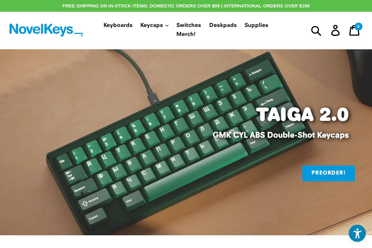 Novelkeys homepage screenshot