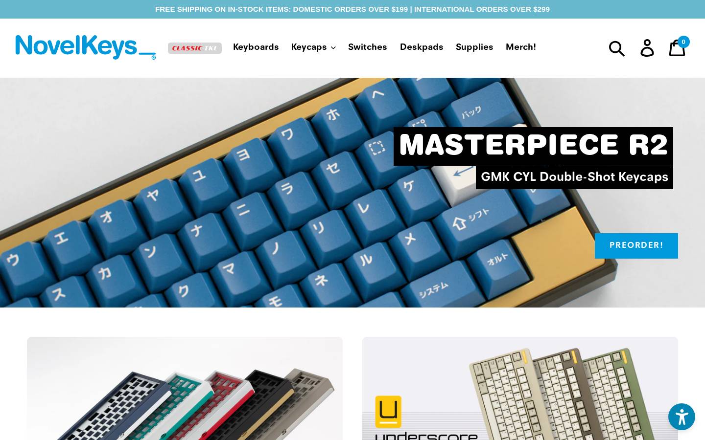 Novelkeys homepage screenshot