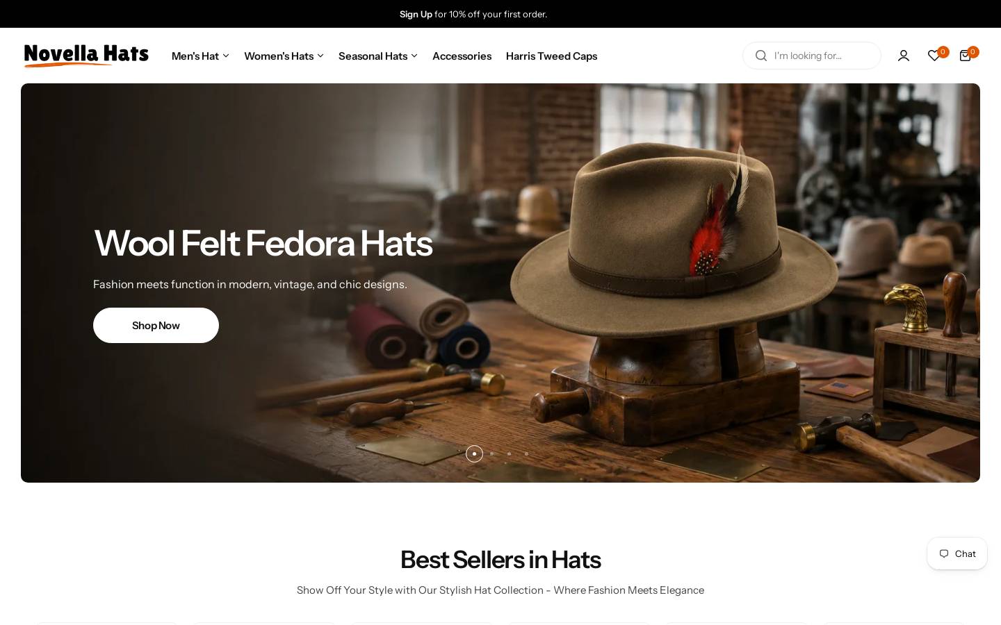 Novellahats homepage screenshot