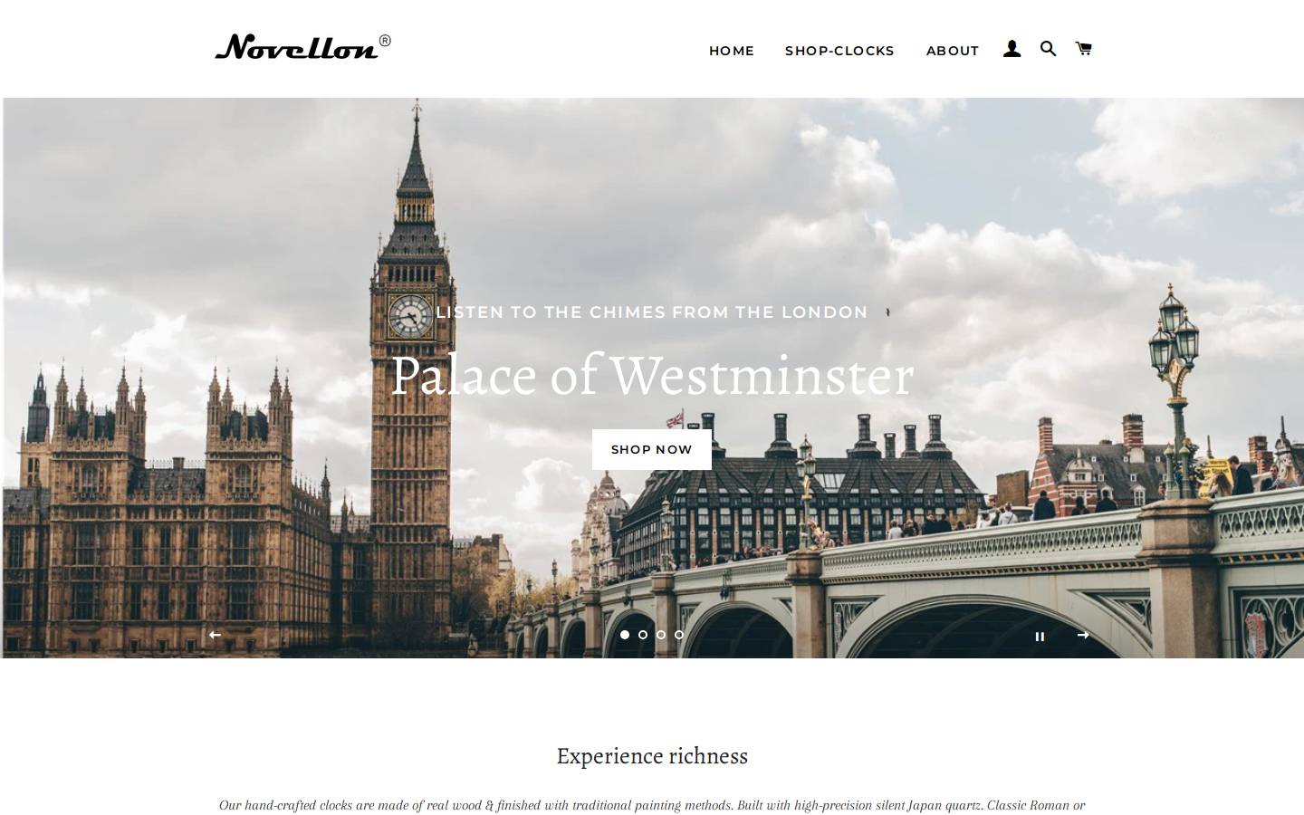 novellonclocks.com homepage screenshot