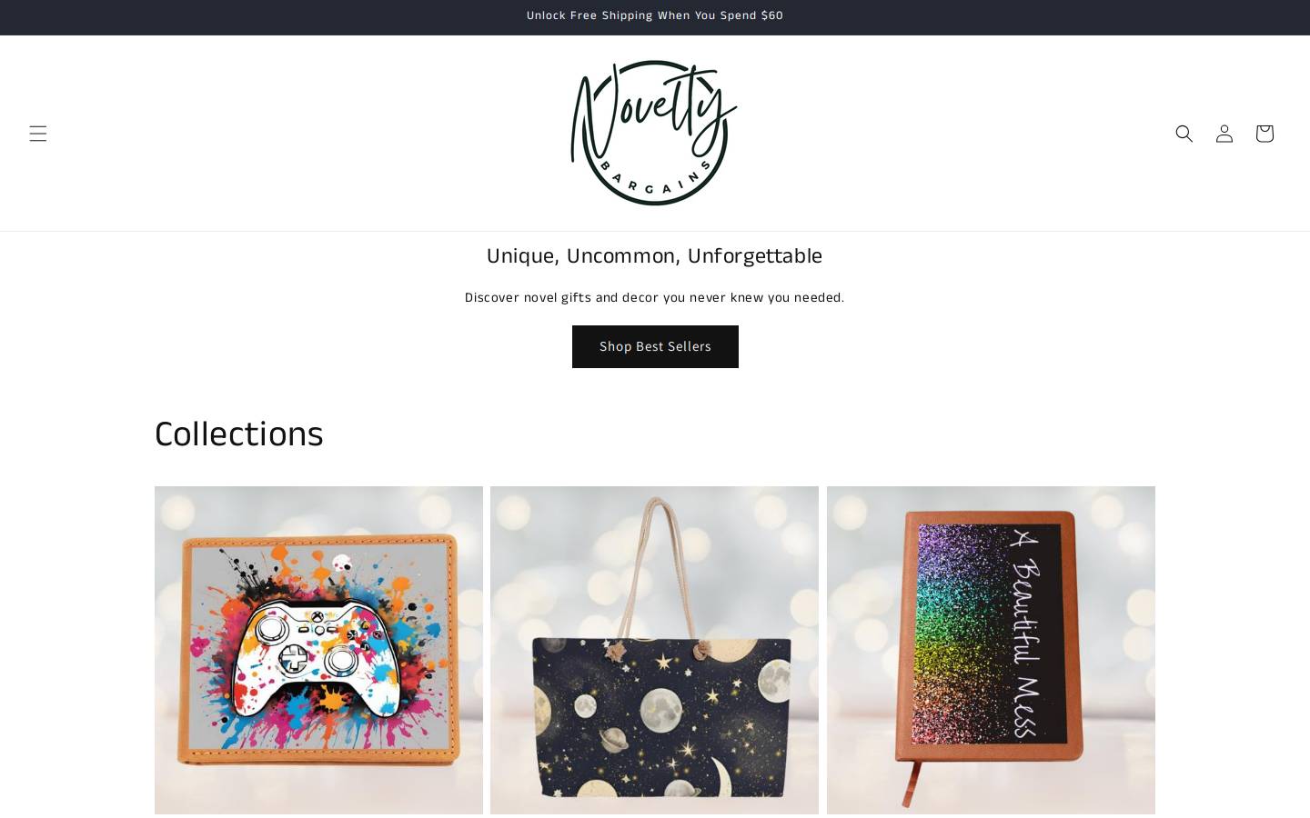 noveltybargains.com homepage screenshot