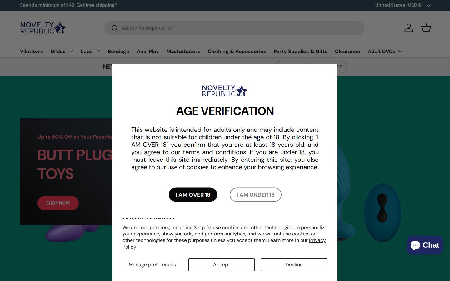 noveltyrepublic.com homepage screenshot