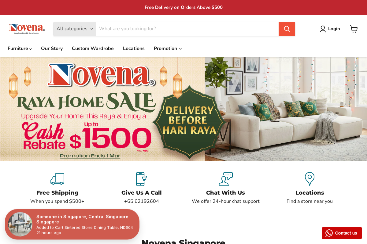 Novena Furniture Singapore homepage screenshot