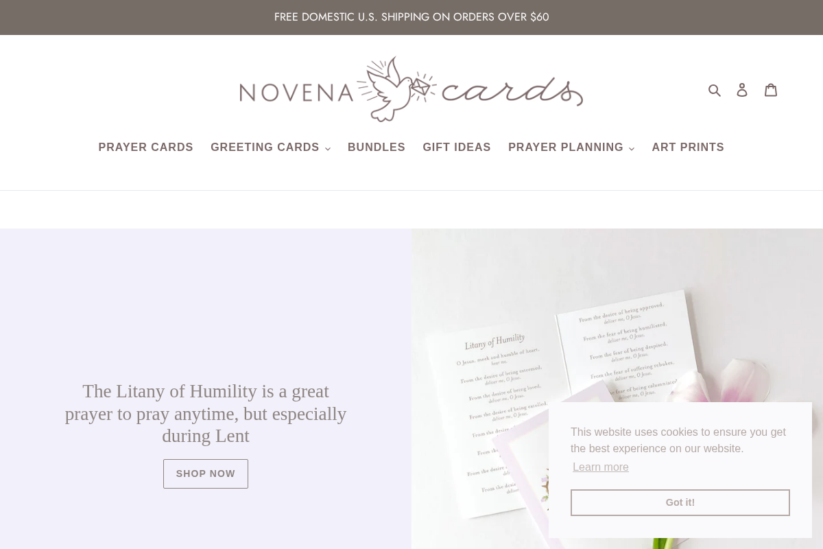 novenacards.com homepage screenshot