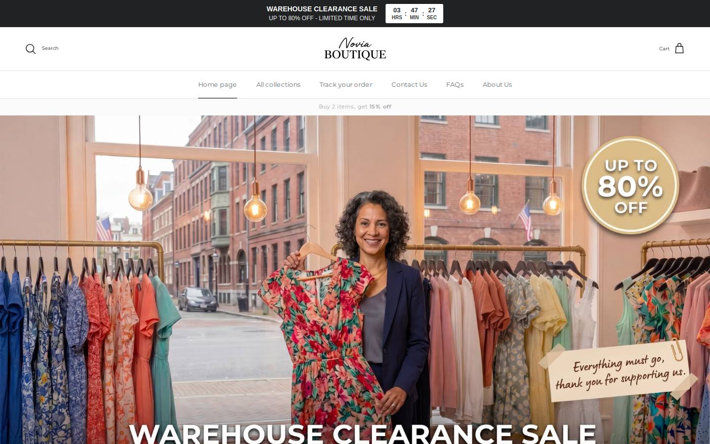 noviaboutique.com homepage screenshot