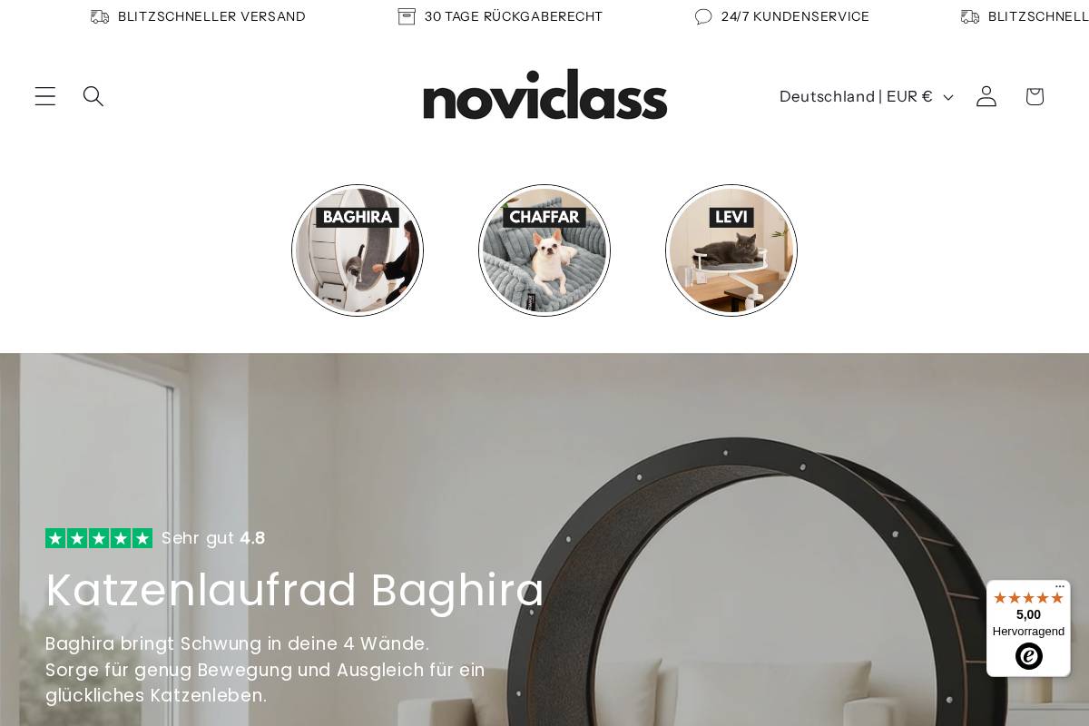 Noviclass Shop homepage screenshot