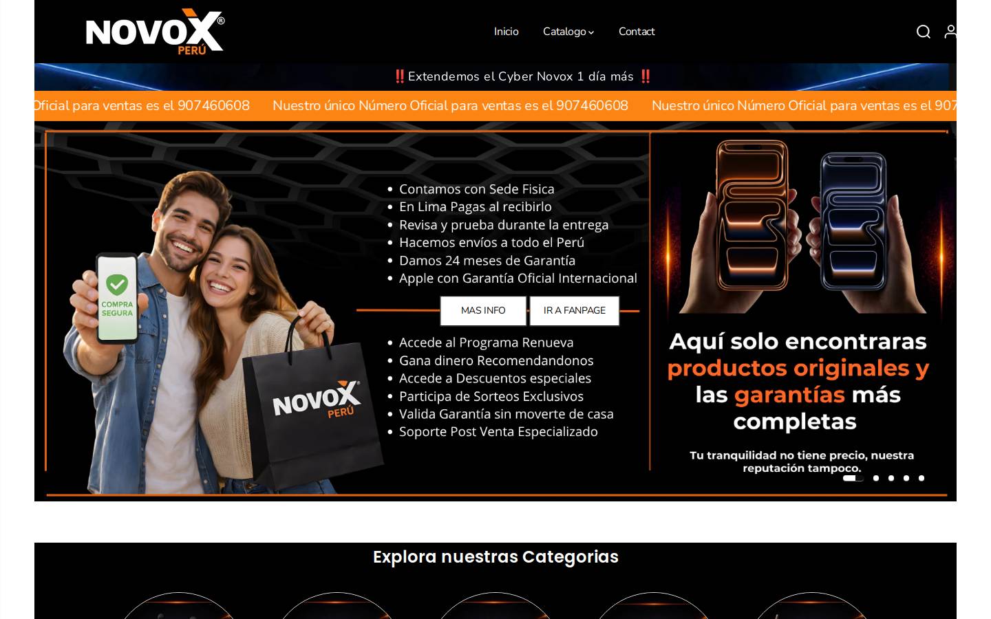 novoxperu.com homepage screenshot