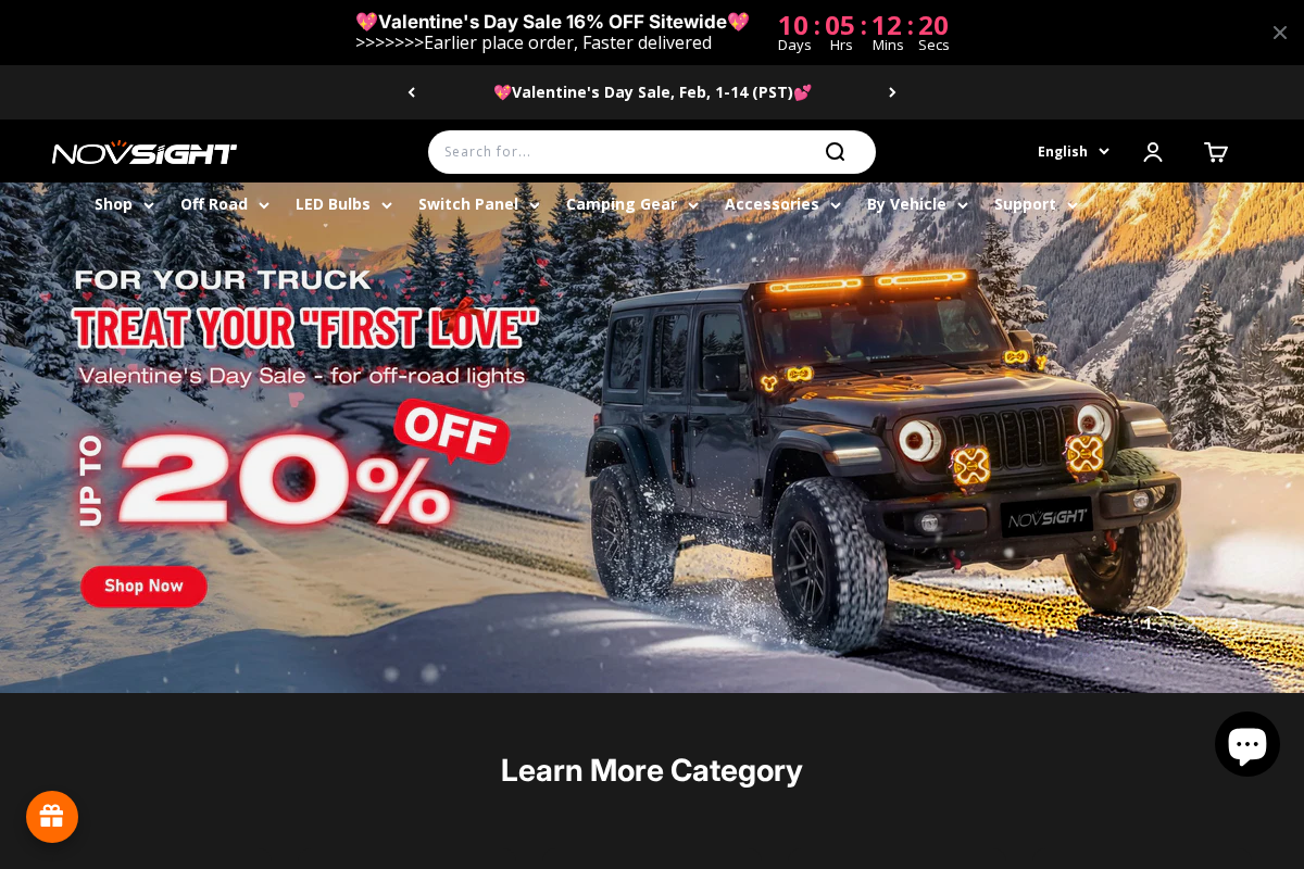 NovSight Auto Lighting homepage screenshot