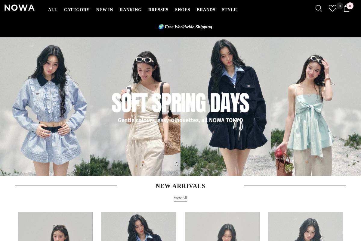 nowa-tokyo.com homepage screenshot