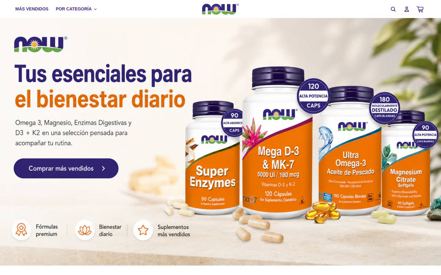 Now Foods homepage screenshot