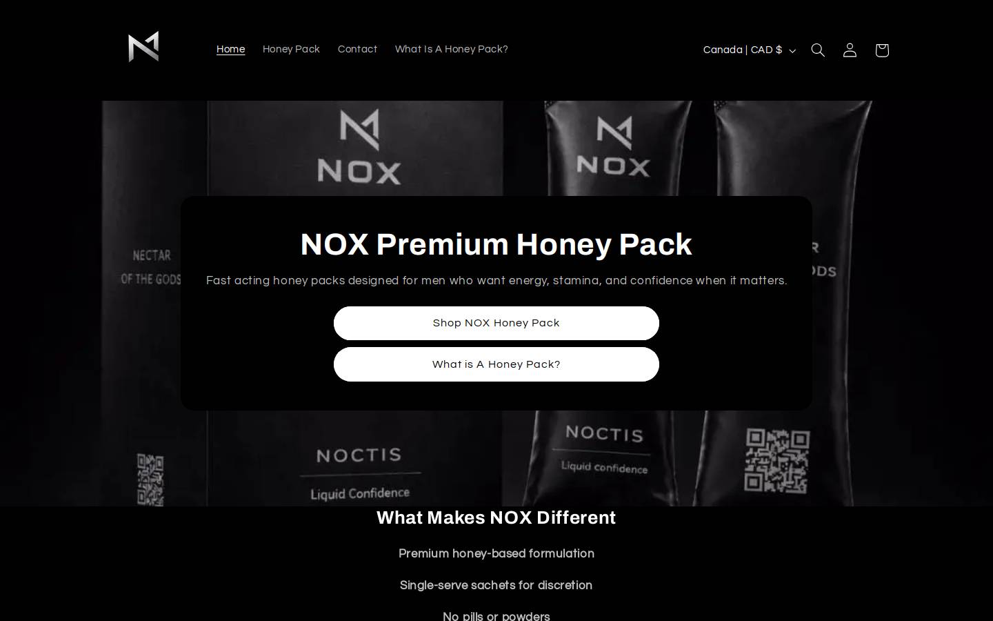 noxhoney.com homepage screenshot