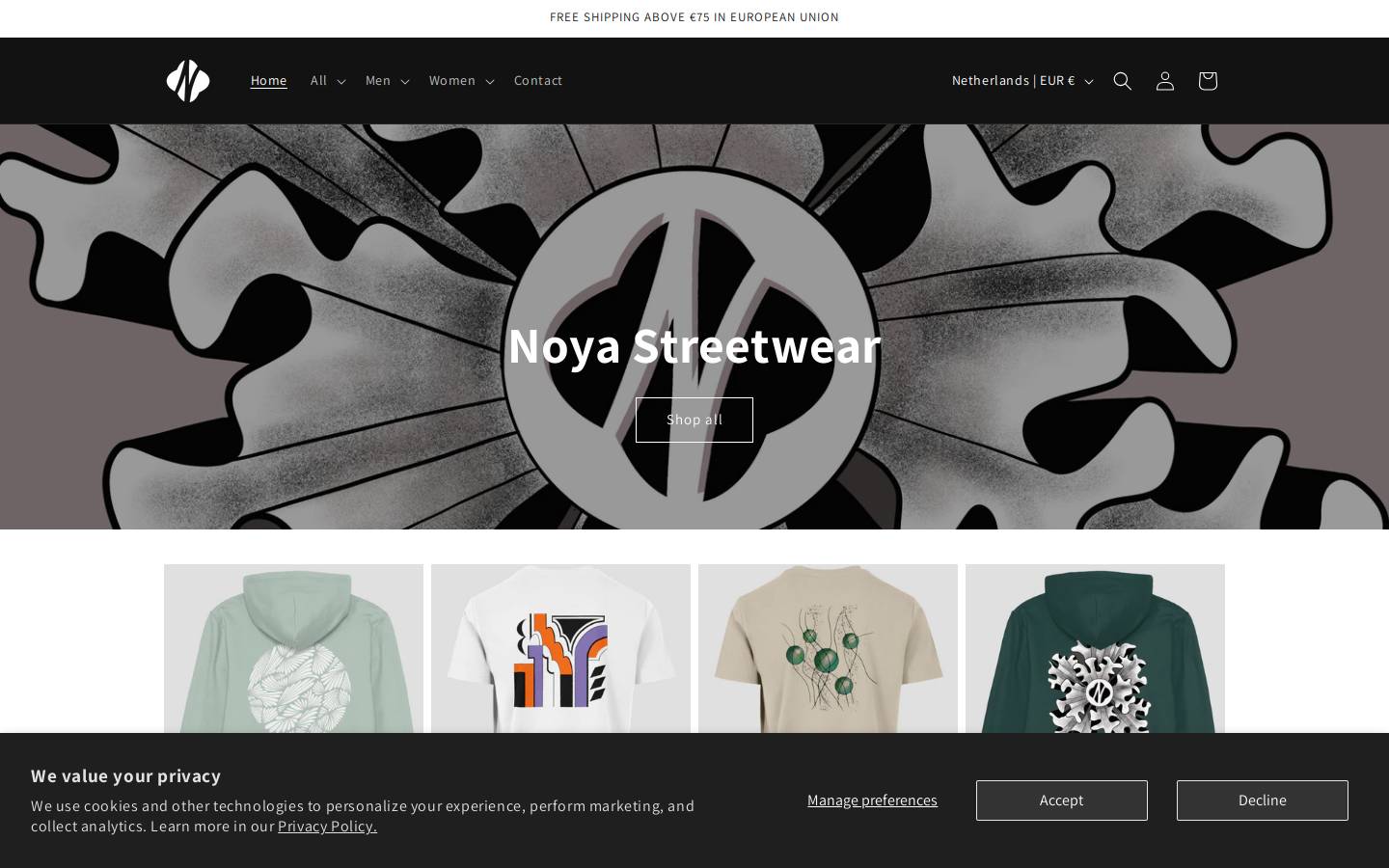 noyastreetwear.com homepage screenshot