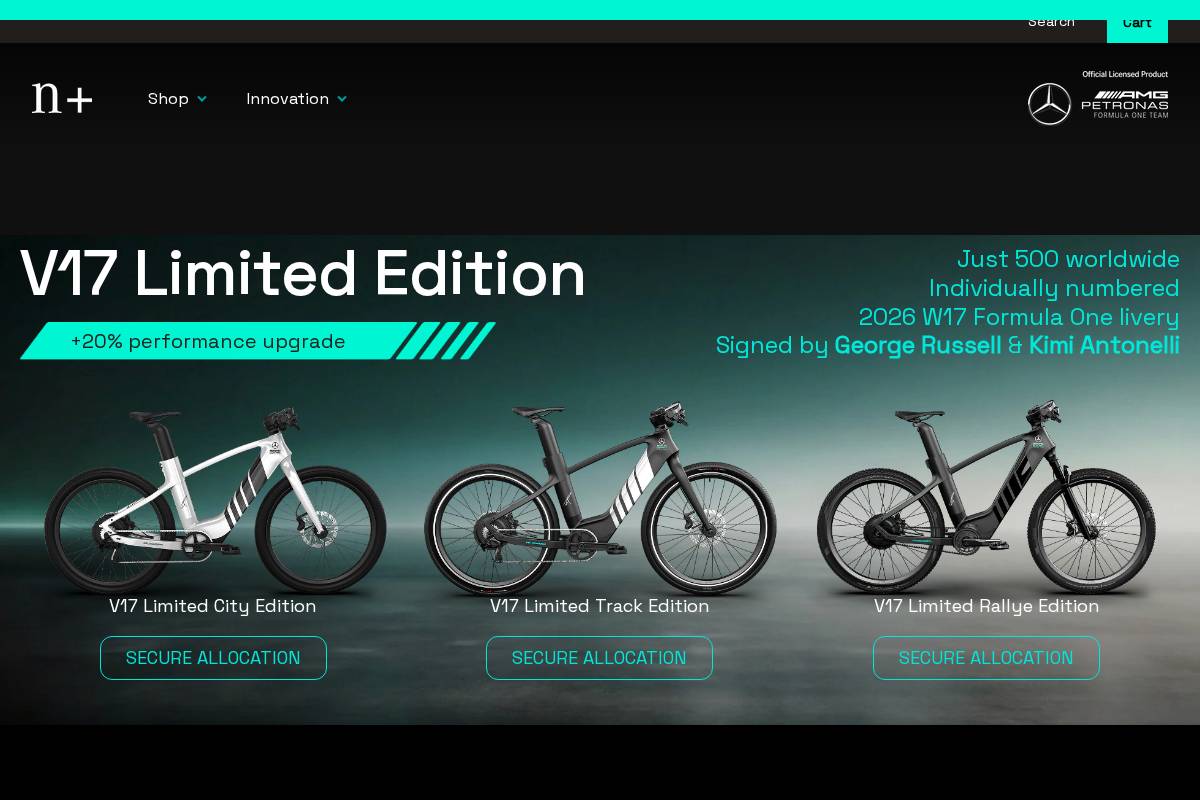 n+ Bikes homepage screenshot