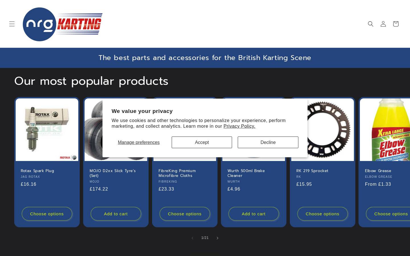 nrgkarting.com homepage screenshot
