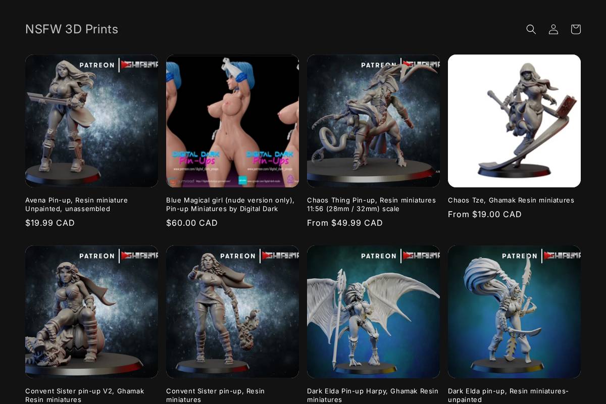 nsfw3dprints.com homepage screenshot