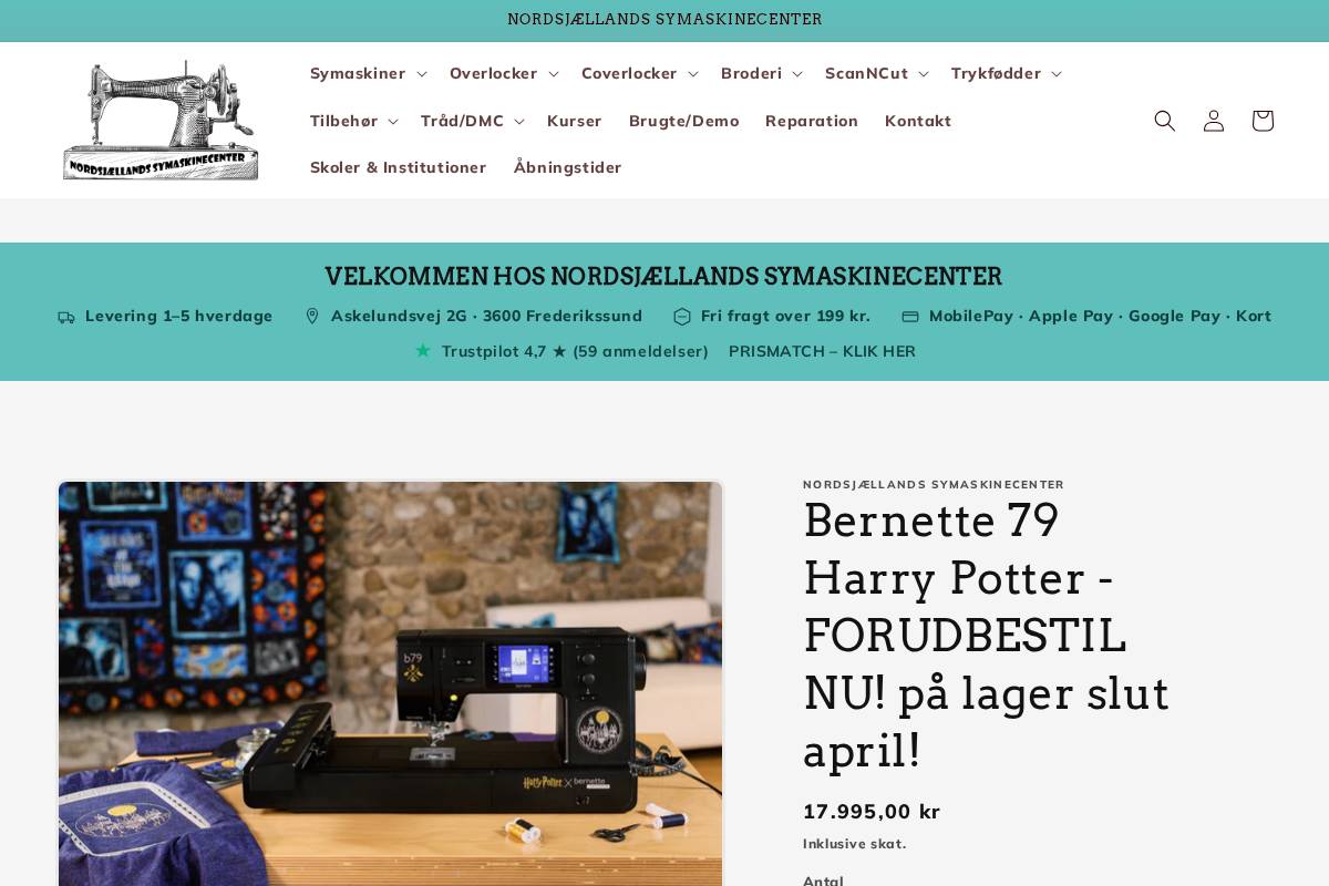 Nordsjællands j Symaskinecenter homepage screenshot