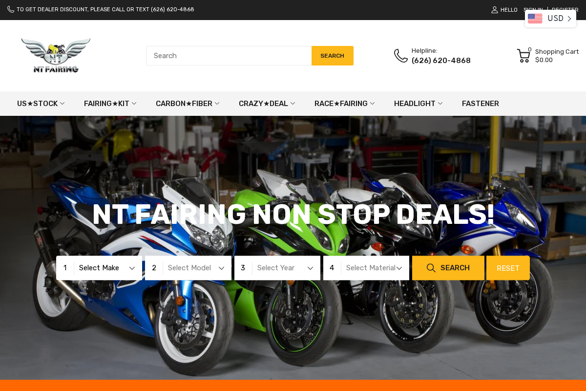 NTFairings homepage screenshot