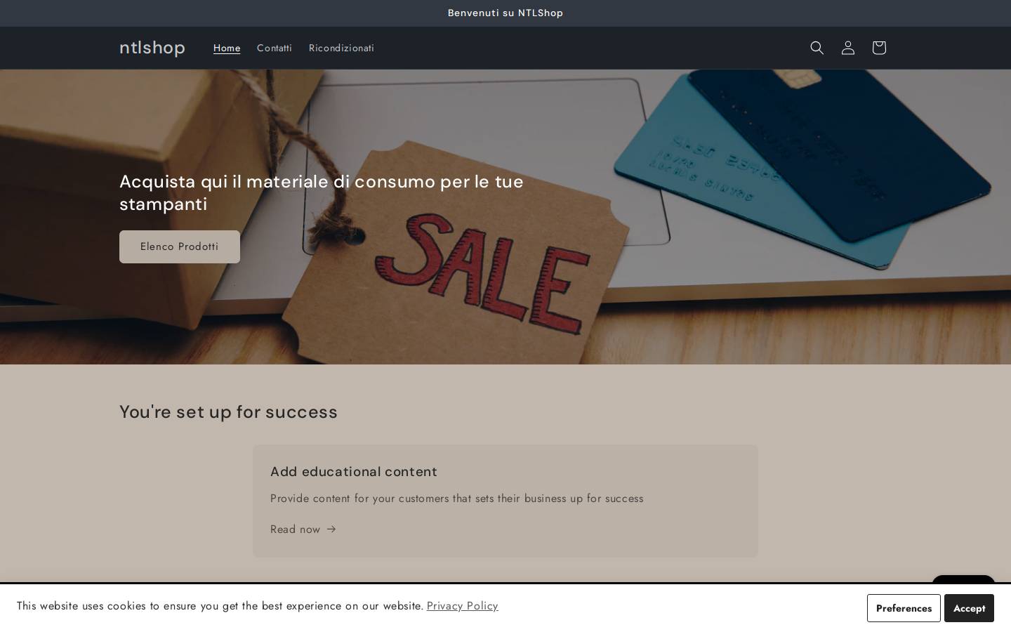 ntlshop.it homepage screenshot