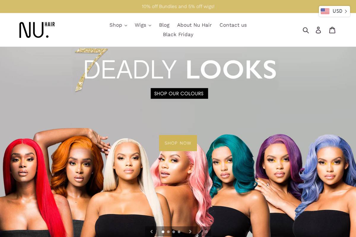 NU Hair homepage screenshot