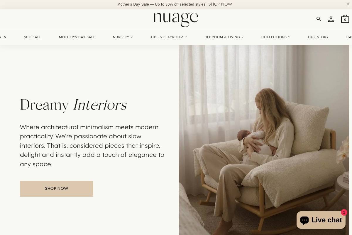 nuageinteriors.com homepage screenshot