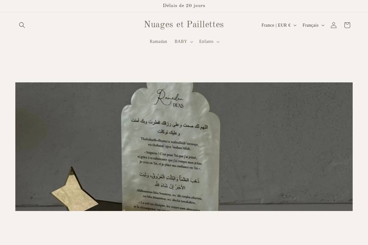 nuagesetpaillettes.com homepage screenshot