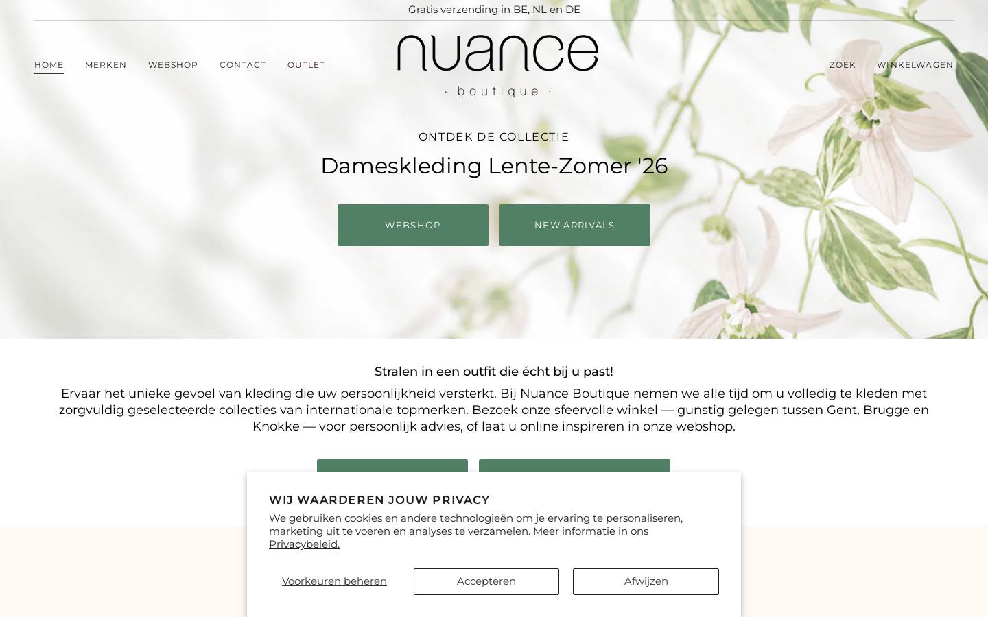 nuance-boutique.be homepage screenshot