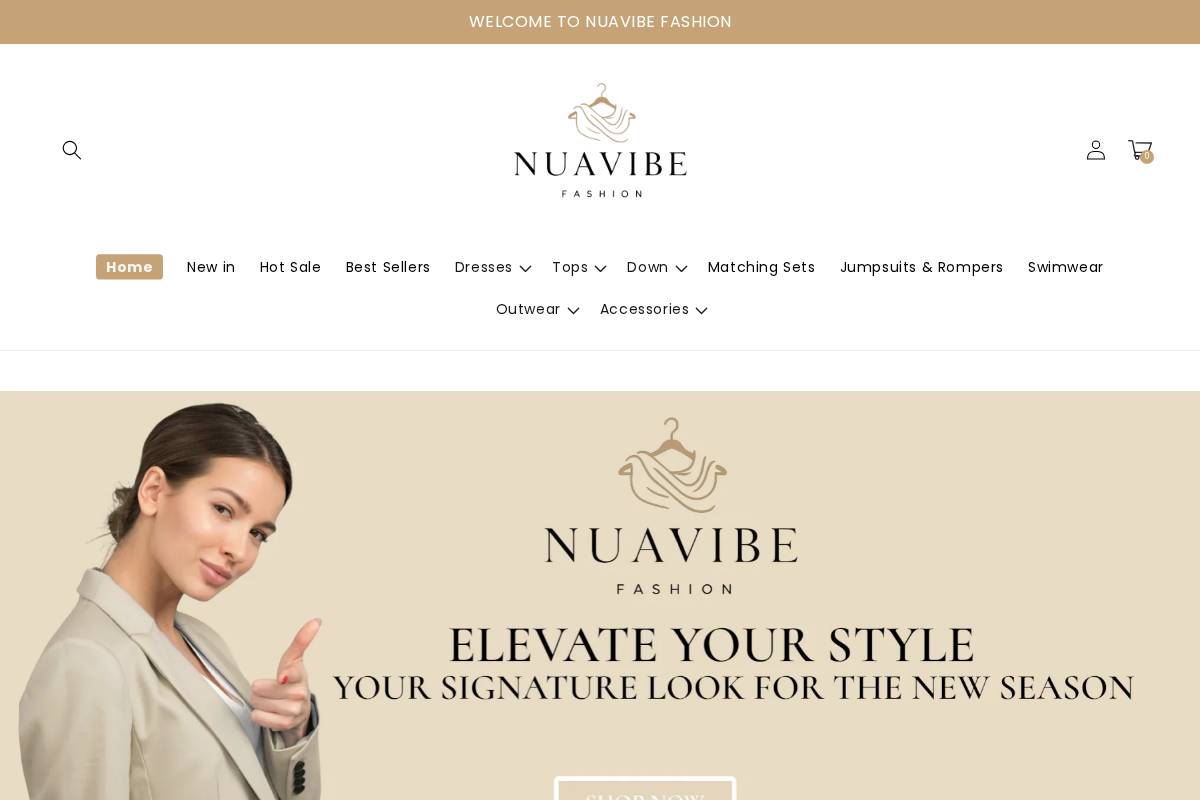 nuavibe.com homepage screenshot