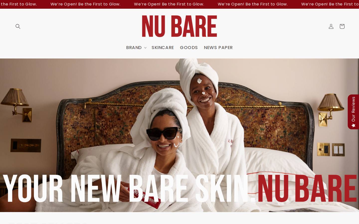 nubarebeauty.com homepage screenshot