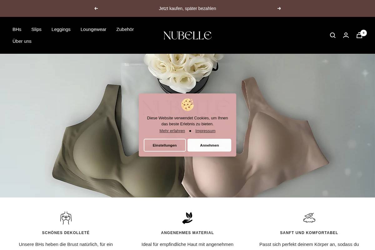 nubelle-shop.de homepage screenshot