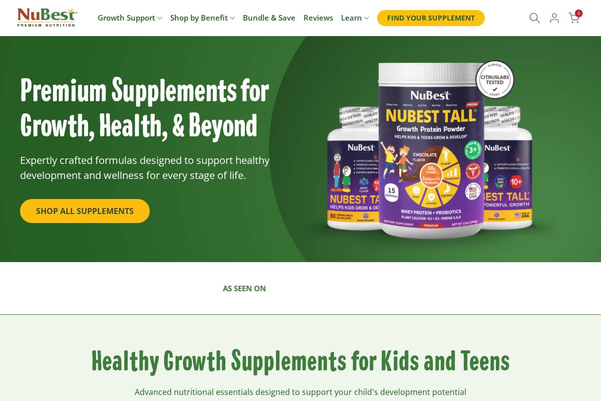 NuBest homepage screenshot