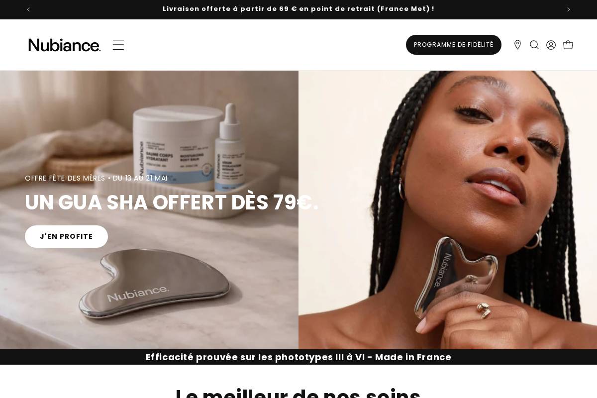 nubiance.fr homepage screenshot